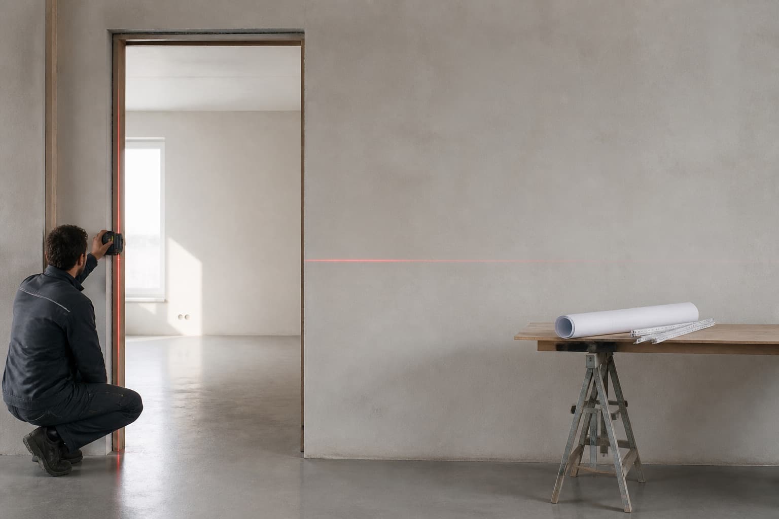 Präzises Aufmaß eines Durchgangs mit einem Lasermessgerät